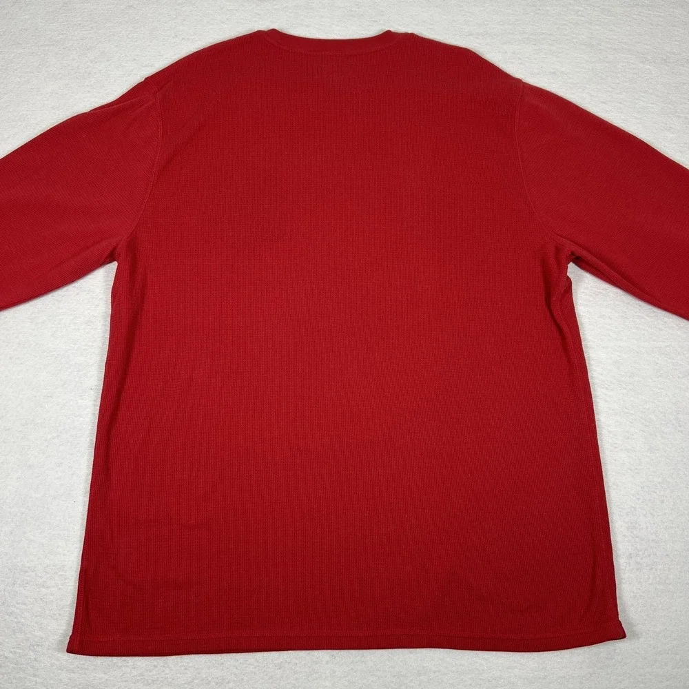 Polo Ralph Lauren Sleepwear Shirt Mens 2XL Red Waffle Knit Polo Bear‎ Rugby Top
